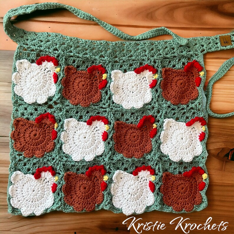 Chicken Egg Collecting Apron Hand Crochet image 1