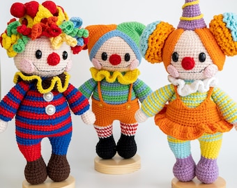 Crochet Clown Doll, Handmade Amigurumi Toy, Christmas Gift