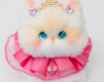 Gato limpiapipas hecho a mano - Peluche de gato hecho a mano - Peluche de gato esponjoso - Producto terminado - Princesa Aurora