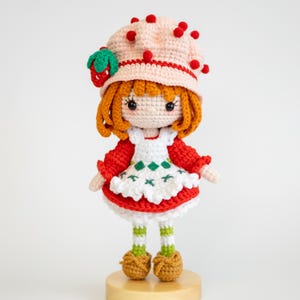 Crochet Strawberry Girl Doll, Handmade Strawberry Girl Doll, Amigurumi Strawberry Girl Doll, Christmas Toy, Amigurumi Girl Doll