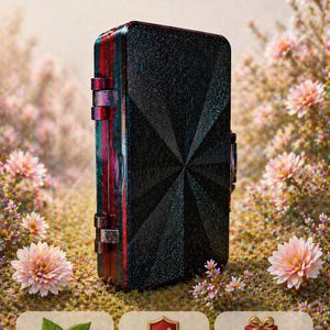 May include: A Burnt Abyssal Red storage case with a textured surface and geometric design. The case has red and green accents and metal clasps. The image also includes text that says "Eco Friendly PLA", "Durable & Secure", and "Great Gift Idea".