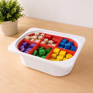 Trofast Organizer (6 fack) för Montessori sorteringsspel och smådelar i IKEA-låda 30x20x10 cm