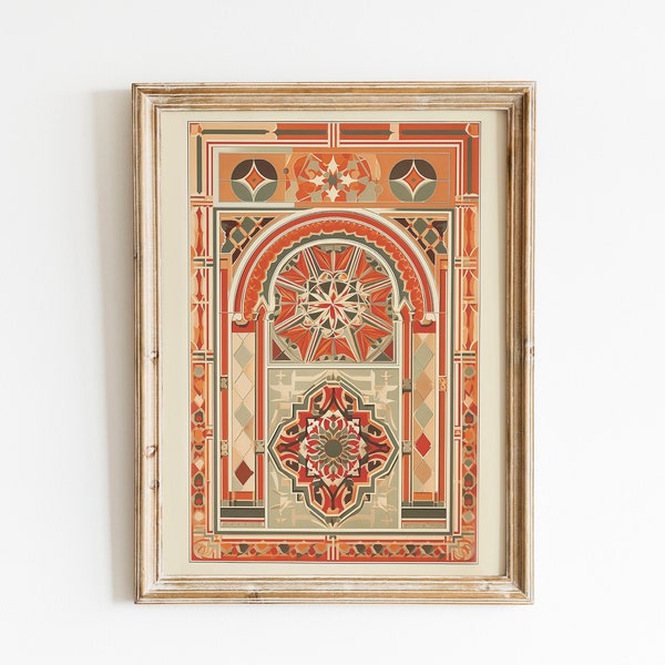 PRINTABLE Vintage Arabic Wall Art Patterns | Digital Print | Antique Arabesque Living Room Décor | Islamic Architecture AP1