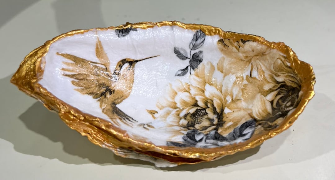 Oyster Shell Dish Humming Bird - Etsy