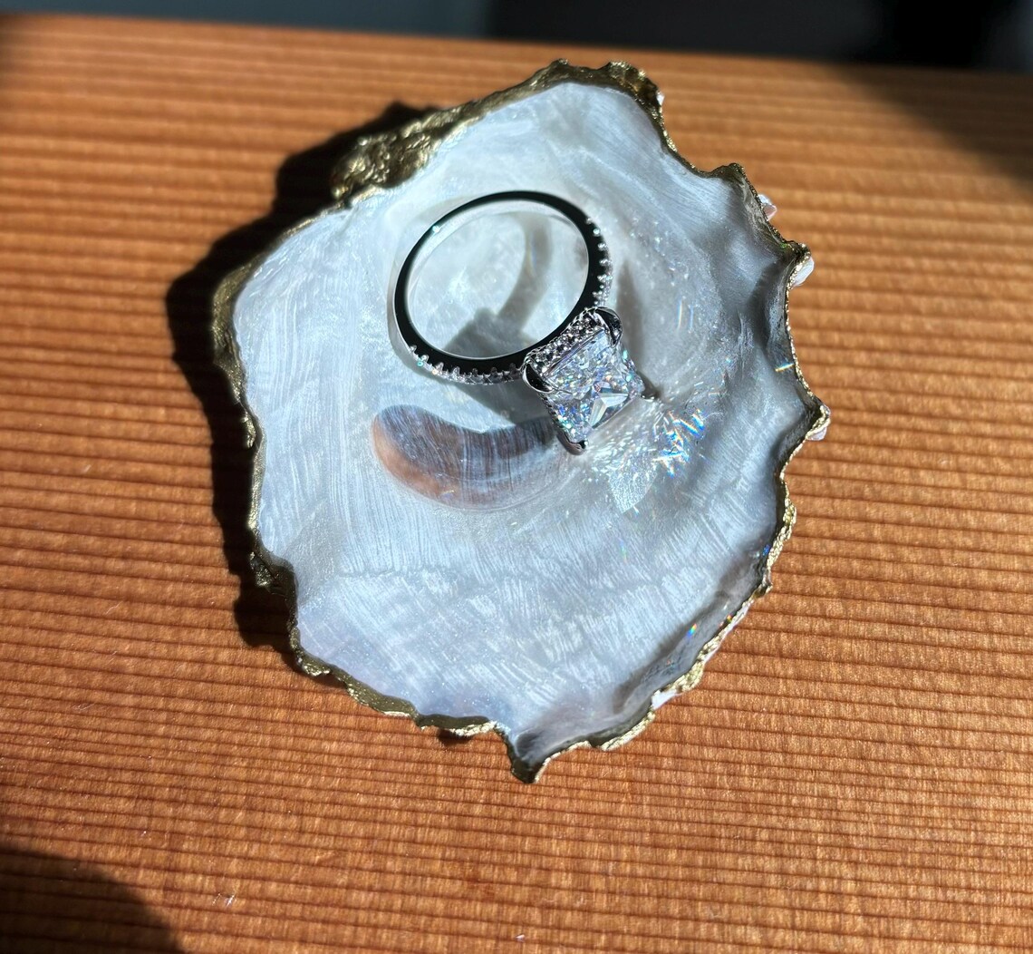 Shiny Pearl Oyster Shell With Gold Trim - Etsy