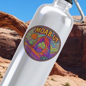 Moab Utah Sticker | Psychedelic Delicate Arch Kiss-Cut Vinyl Decal Souvenir, Trippy Desert Vibes, National Park Laptop Sticker, Moab Gift