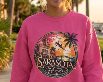 Sarasota Florida Sweatshirt | Sarasota FL Ringling Architecture Crewneck | Siesta Key Souvenir Crewneck | Gulf Coast Sunset Sweatshirt