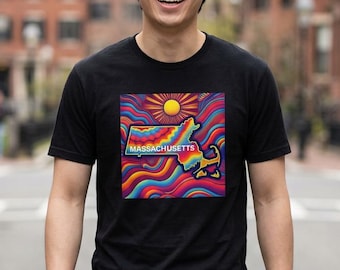 Massachusetts T-Shirt | Psychedelic Massachusetts Shirt | Trippy New England Souvenir Tee