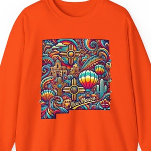New Mexico Crewneck Sweatshirt | New Mexico Southwest Art Sweatshirt | Psychedelic New Mexico Souvenir Gift | Zia Design | NM Sweatshirt