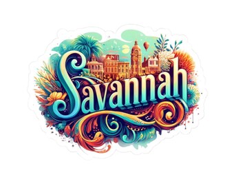 Savannah Sticker | Georgia Travel Kiss Cut Sticker | Southern Savannah GA Vinyl Decal