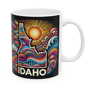 Idaho Coffee Mug | Idaho Psychedelic Potato Coffee Mug | Trippy Idaho State Mug | Idaho Souvenir Gift Idea | Ceramic Mug (11oz, 15oz)