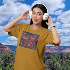Sedona Arizona Tee Shirt | Psychedelic Red Rock Landscape T-Shirt, Trippy Desert Sunset, Southwest Gift Idea, Groovy Sedona Vibes Souvenir