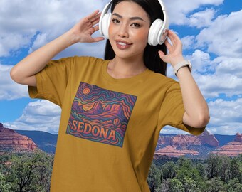 Sedona Arizona Tee Shirt | Psychedelic Red Rock Landscape T-Shirt, Trippy Desert Sunset, Southwest Gift Idea, Groovy Sedona Vibes Souvenir