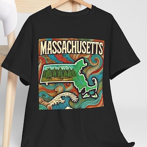 Massachusetts Tee Shirt | Massachusetts Nature and Coastline Tee Shirt | Massachusetts Travel Souvenir | State of Massachusetts Gift Shirt