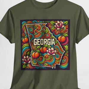 Georgia Tee Shirt | Peach State Psychedelic Georgia T-Shirt Design | Georgia Souvenir Gift Idea | State of Georgia Tee Shirt