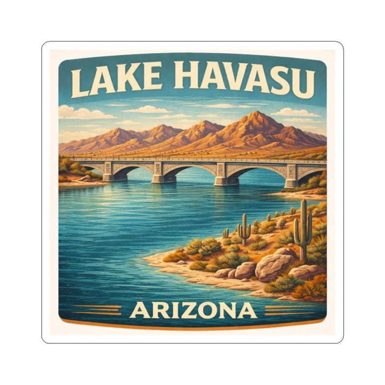 Lake Havasu Arizona Travel Sticker | London Bridge Kiss-Cut Sticker | Southwest Travel Souvenir Gift Decal image 1