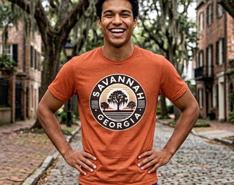 Camiseta de Savannah, Georgia / Camiseta vintage de Savannah / Camiseta con el árbol Moss Oak / Recuerdo de la costa de Georgia / Regalo de viaje del sur
