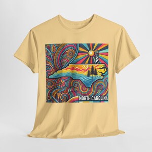 North Carolina Tee Shirt | Psychedelic North Carolina Coastline T-Shirt | State of North Carolina Trippy Tee Shirt | NC Souvenir Gift Idea image 10