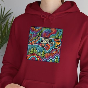 North Carolina Hoodie Sweatshirt | North Carolina Souvenir Gift Sweatshirt | State of North Carolina Hooded Sweatshirt