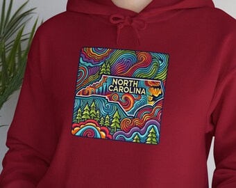 North Carolina Hoodie Sweatshirt | North Carolina Souvenir Gift Sweatshirt | State of North Carolina Hooded Sweatshirt