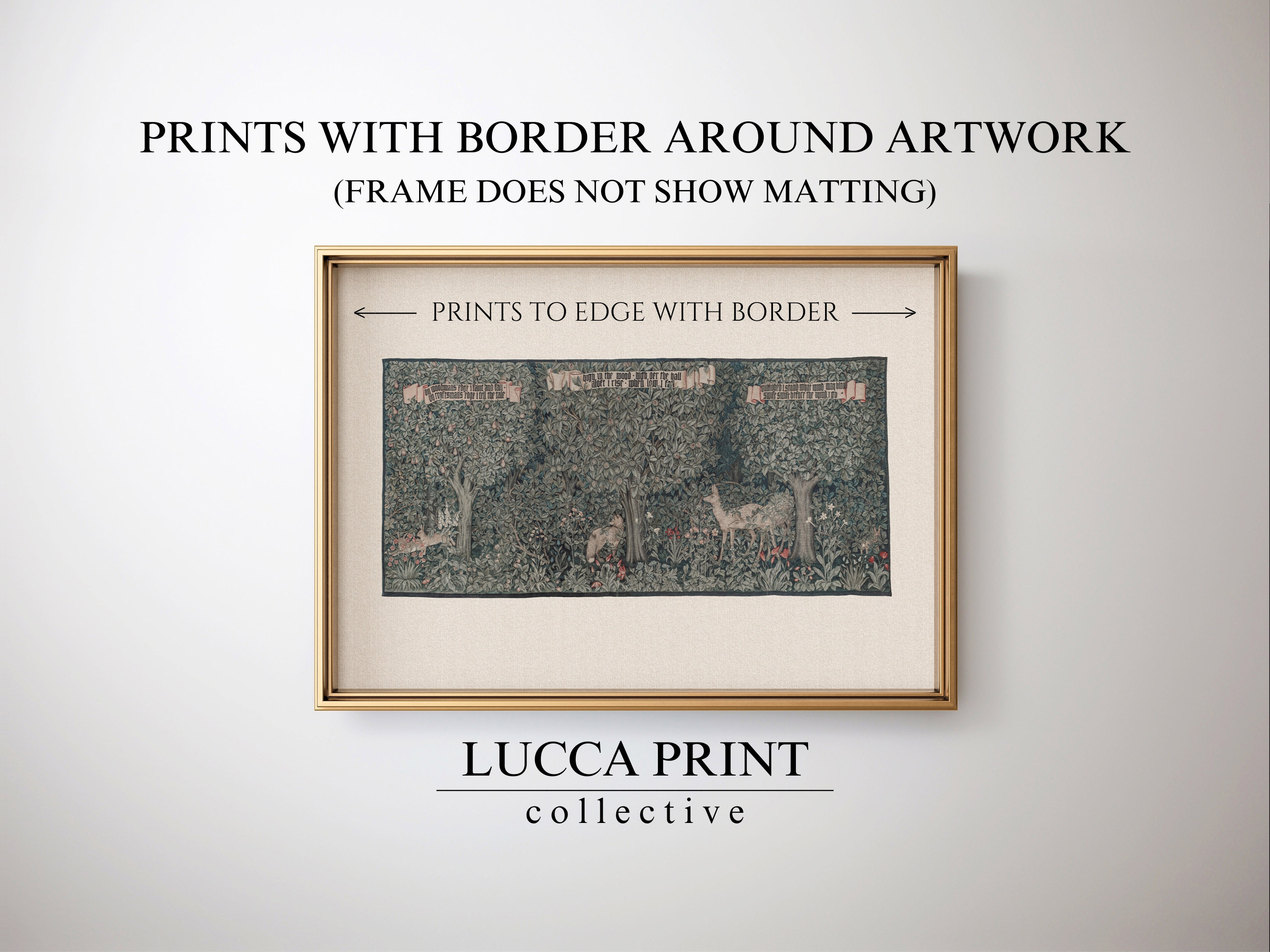 Antique European Tapestry Print, Vintage Woodland Nursery