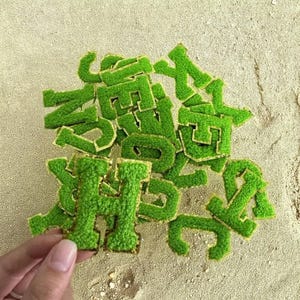 Patch com apliques de letras bordadas de A a Z em chenille brilhante, patch autoadesivo para letras universitárias, patch para passar a ferro com letras em chenille, patch duplicado
