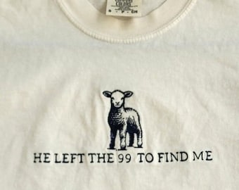 Comfort Colors Embroidered Christian Sheep Shirt, Faith Based Tee