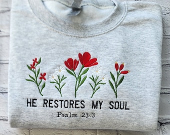 Floral Psalm 23 Christian Crewneck Sweatshirt