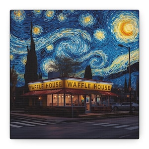 Starry Night Waffle House Matte Canvas image 5
