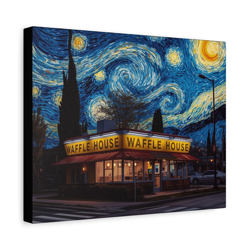 Starry Night Waffle House Matte Canvas image 14