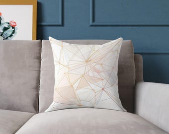 Almohada de lona polivinílica moderna abstracta con líneas geométricas pastel