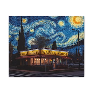 Starry Night Waffle House Matte Canvas image 4
