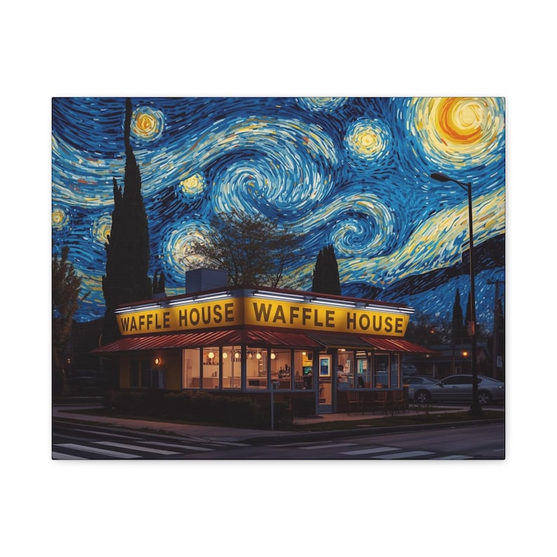 Starry Night Waffle House Matte Canvas image 4