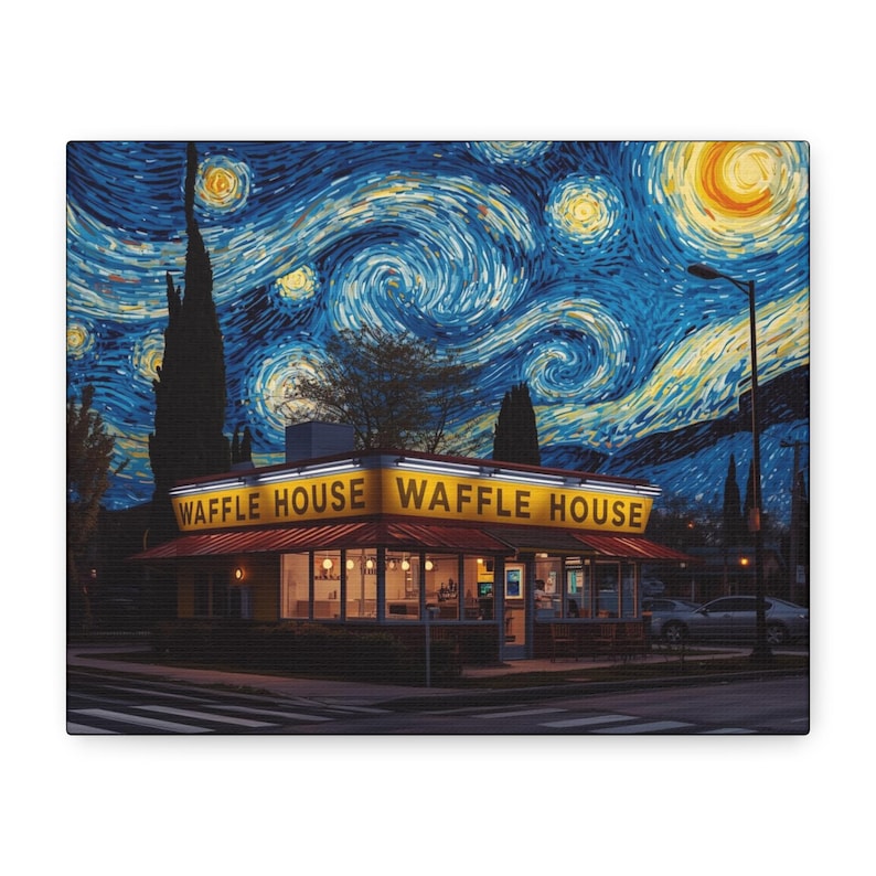 Starry Night Waffle House Matte Canvas image 1