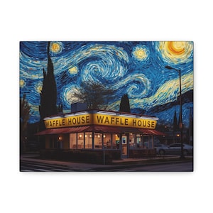 Starry Night Waffle House Matte Canvas image 2