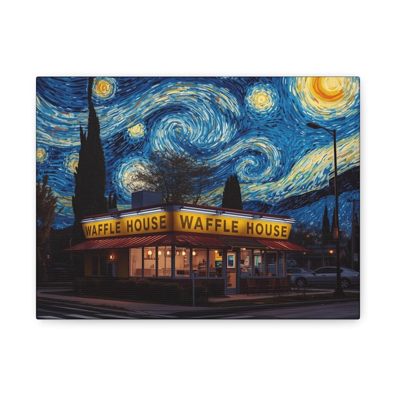 Starry Night Waffle House Matte Canvas image 2