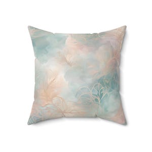 Vierkant kussen pastelkleuren, woonaccent, zacht kussen, cadeau voor haar, decoratief sierkussen, bedbankaccessoire