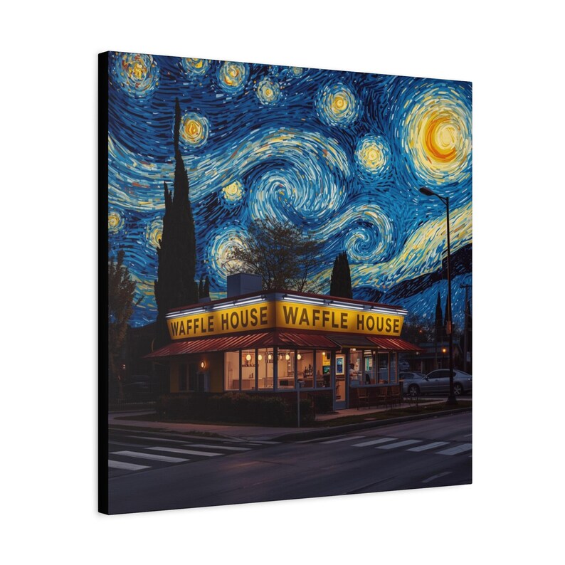 Starry Night Waffle House Matte Canvas image 16