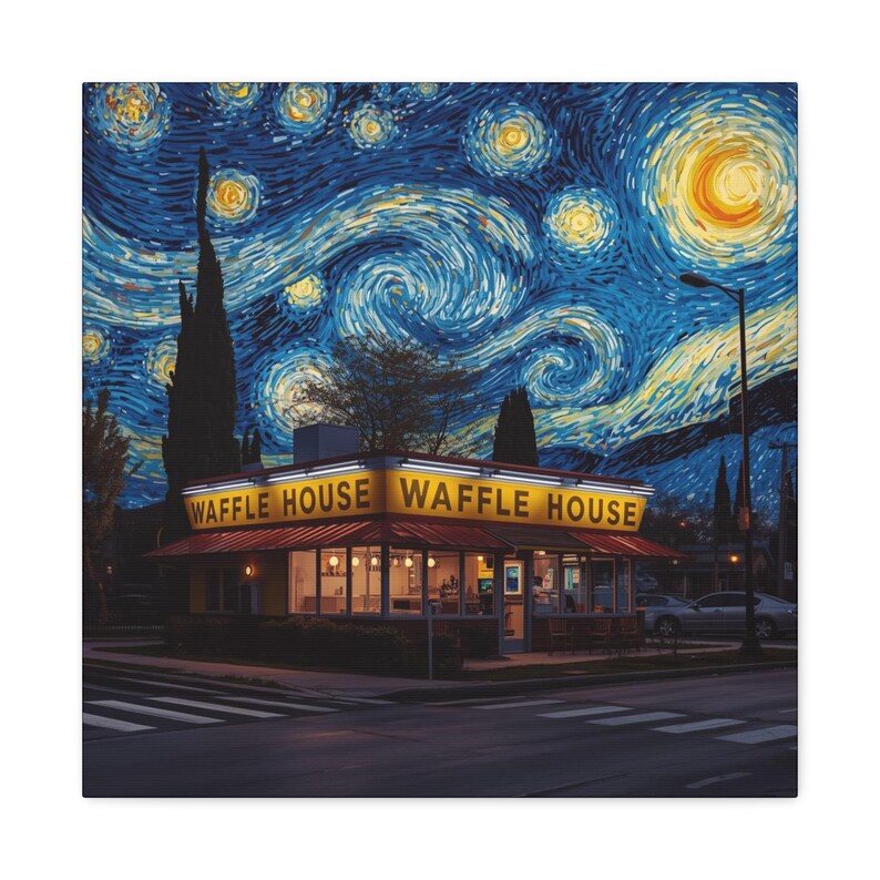 Starry Night Waffle House Matte Canvas image 9