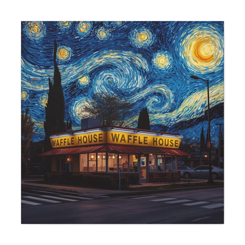 Starry Night Waffle House Matte Canvas image 13