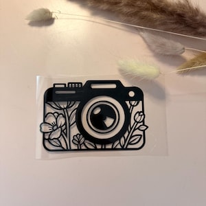 Bügelbild - Blümchen Kamera – Photographer Gift / Floral Camera – Boho Aesthetic Iron On Transfer – DIY T-Shirt Hoodie – Geschenk Fotograf