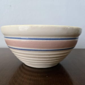 Vintage McCoy Pottery Stoneware Bowl Pink Blue Mccoy Pottery Bowl
