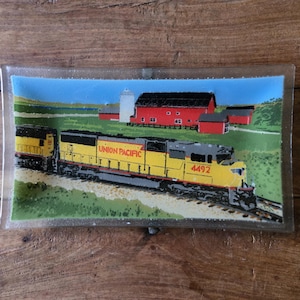 Peggy Karr Fused Art Glass Plate Union Pacific Plate Peggy Karr Artist