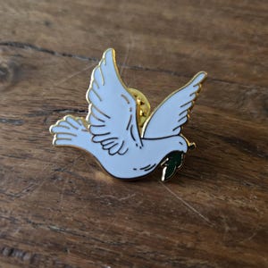 White Peace Dove Lapel Pin Brass Dove Pin Lapel Pins