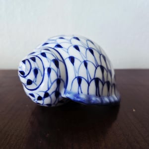 Vintage Muschel Blau & Weiß Fischnetz Porzellan Harend Stil Figurine Mitte des Jahrhunderts Dekor Keramik Muschel blau weiß Keramik