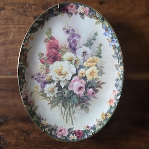 Vintage Floral Cameo Plate by Lona Liu Bradford Exchange Collector Plate