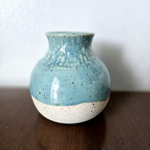 Studio Art Pottery Vase Signed Blue Aqua Art Pottery Vase