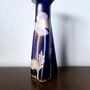 Antique Cobalt Blue Art Noveau Vase Blue Art Glass Vase Hand Blown Glass