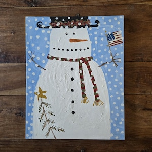 Folk Art Snowman Painting Original Art Christmas Paintings Snowman Paintings