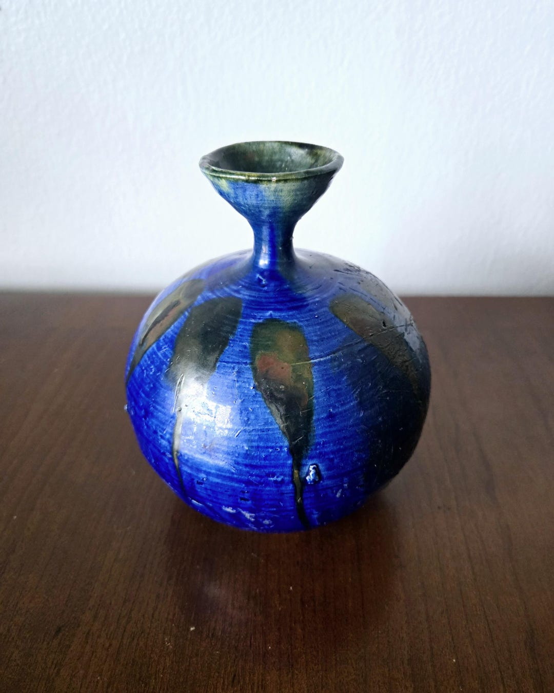 Mid Century Cobalt Blue Art Pottery Vase, Texas 1975 - Etsy